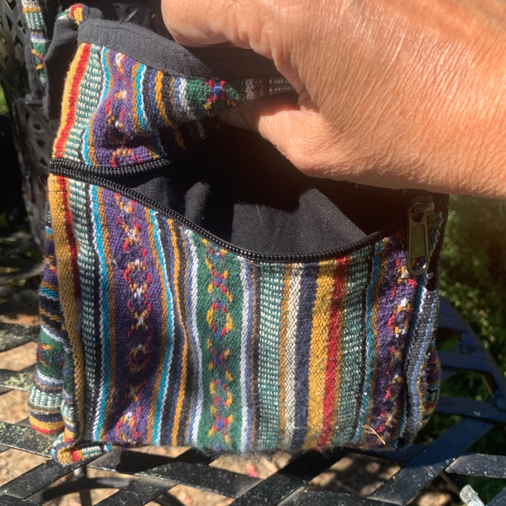 Multicolor Striped Crossbody Bag made in Napal - Picture 4 of 9